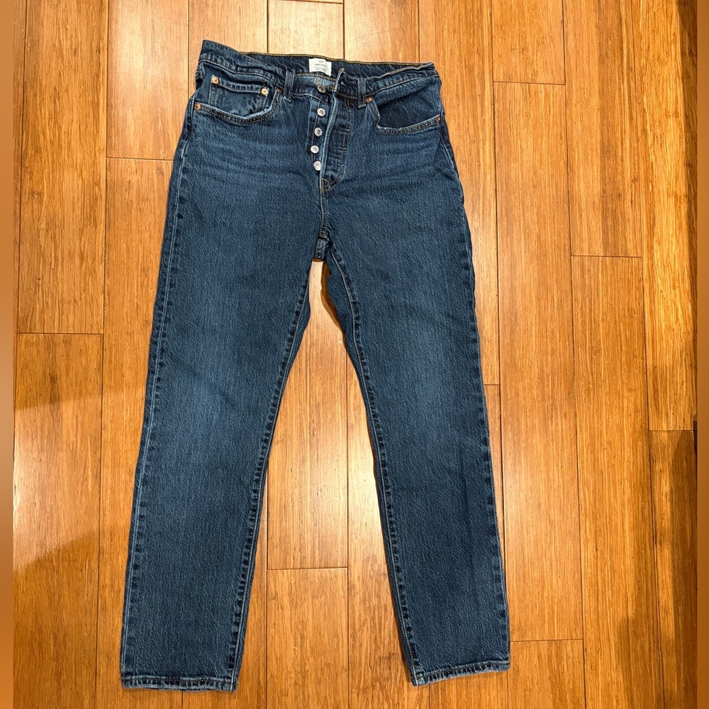 Levi’s 501 Original Straight Leg Jeans Button Fly Dark Wash Size 29x29